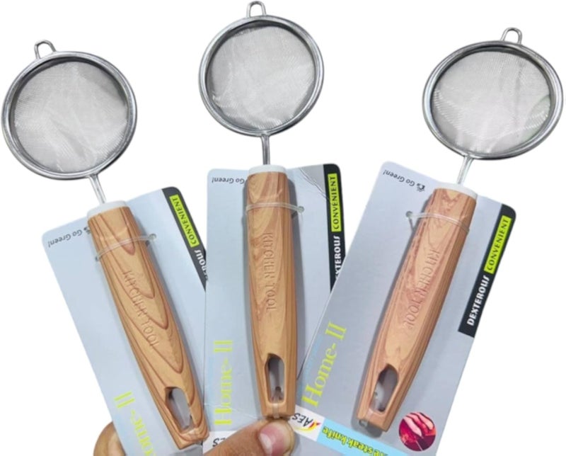 مصفاة مطبخ شبكية واحدة بمقبض خشبي، مصفاة شاي دقيقة